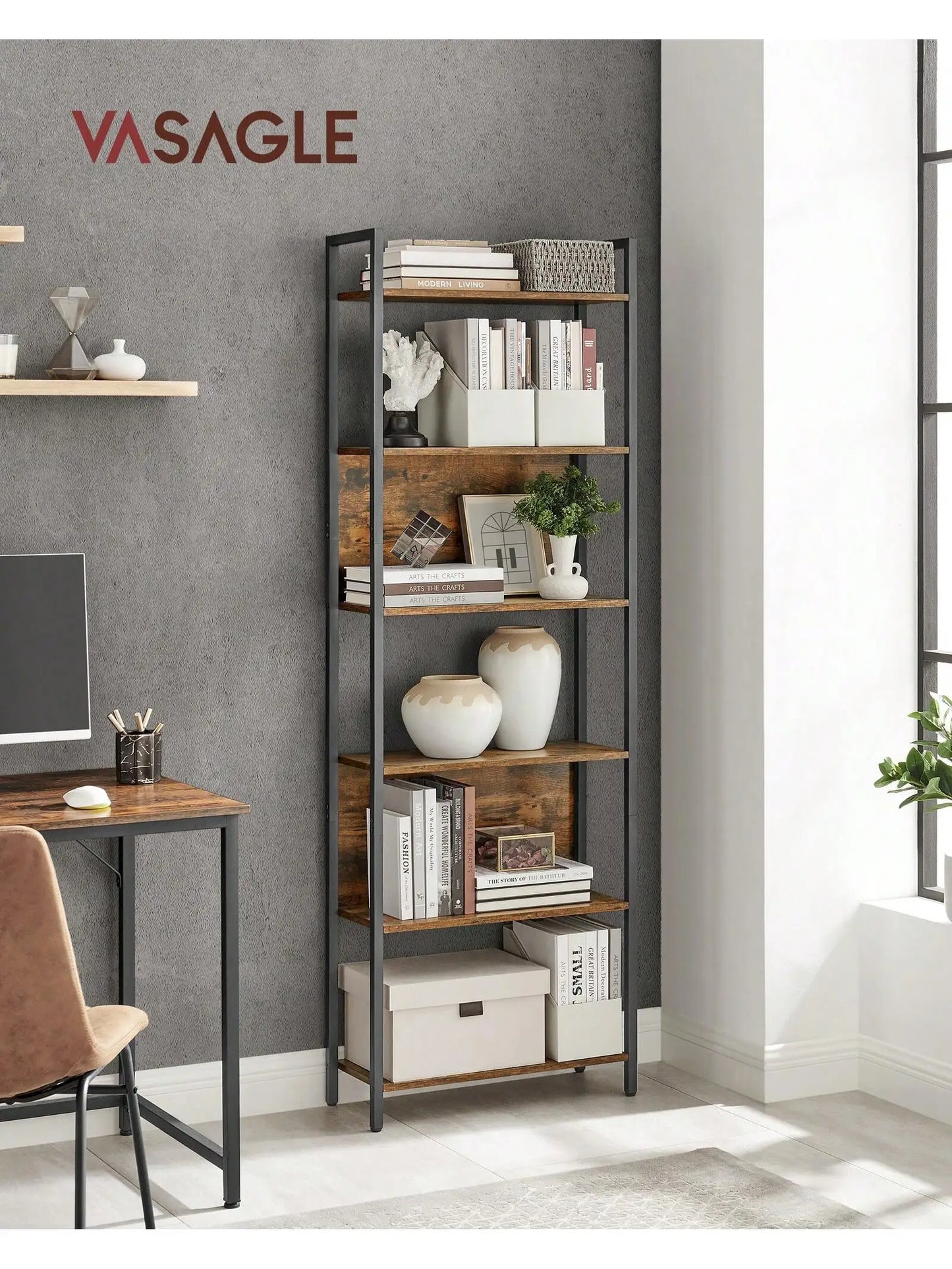 VASAGLE Elegant Book Rack Organizer