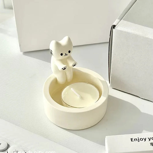 Charming Cat Candle Holder